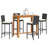 Arlmont & Co. 5 Piece Patio Bar Set Black Solid Wood Acacia And Poly Rattan