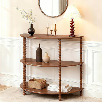 Half Moon 3-Tier Wood Entryway Console Table