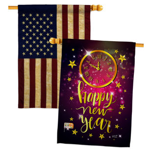 Double Sided 40'' H x 28'' W Polyester New Year's House Flag