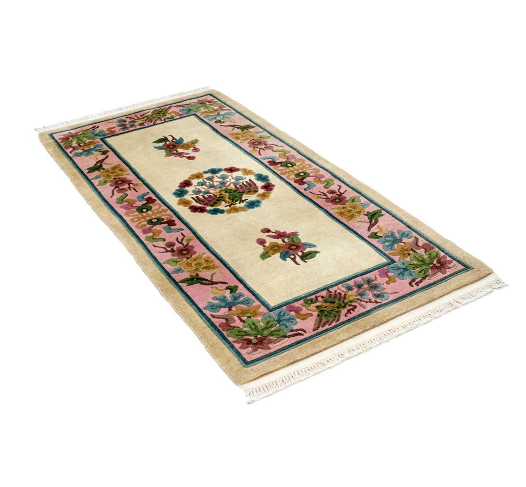 Strout Hand Hooked Wool Beige Indoor/Outdoor Rug