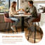 Suede Fixed Height Bar Stool with Diamond Tufted Back-1929230509