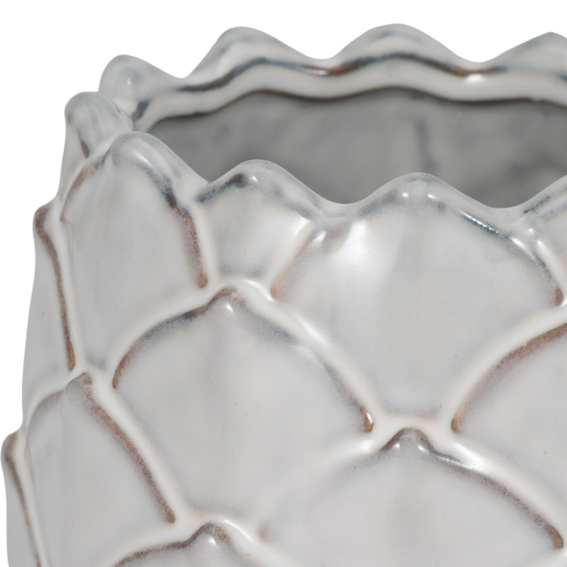 Stoneware Ceramic Planter with Sculpted Textured Form and Rounded Silhouette for Decorative Display and Botanical Arrangement in Indoor or Covered Outdoor Settings