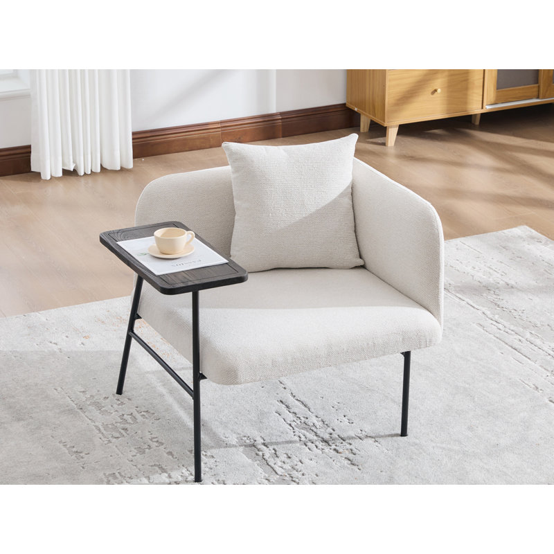 Chaise de loisir rembourrée avec tablette, Beige