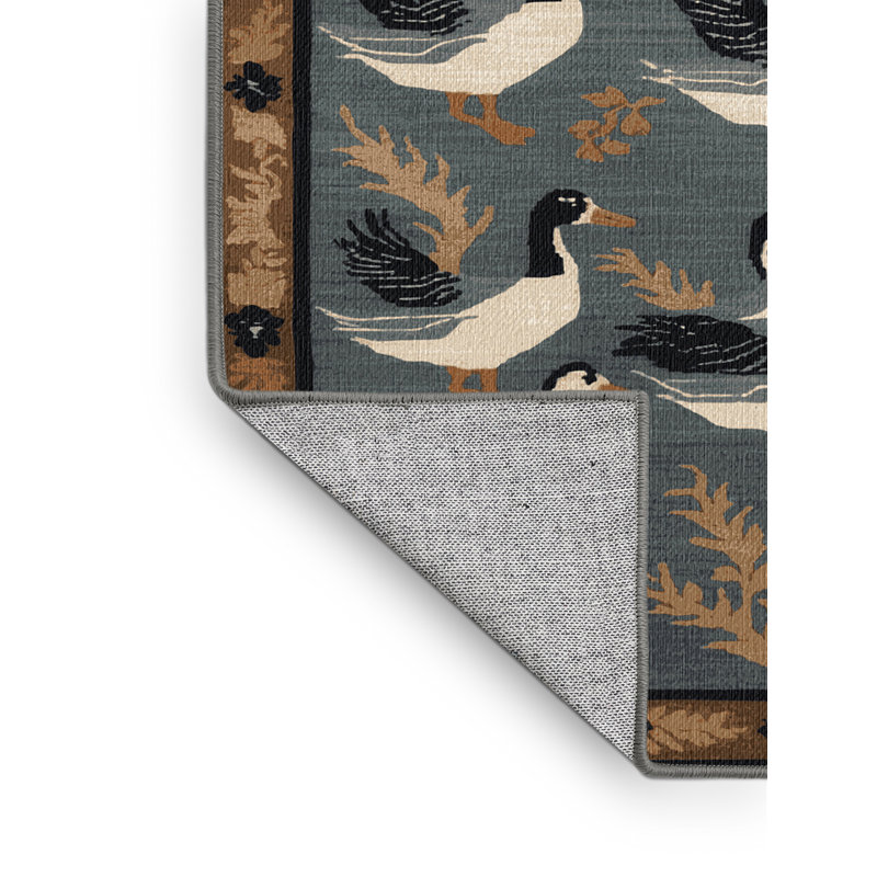 Washable Hawaiian Geese Hawaiian Area Rug, Square 4'