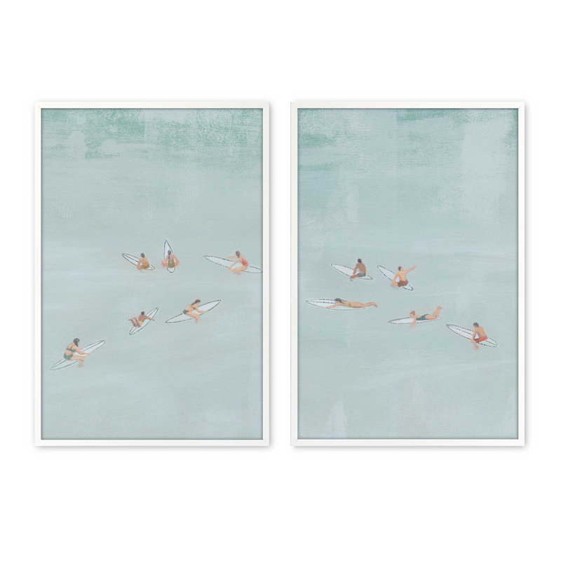 Ensemble de 2 impressions Surf Squad Chill, Impression encadrée, Blanc opaque, 30 po x 20 po