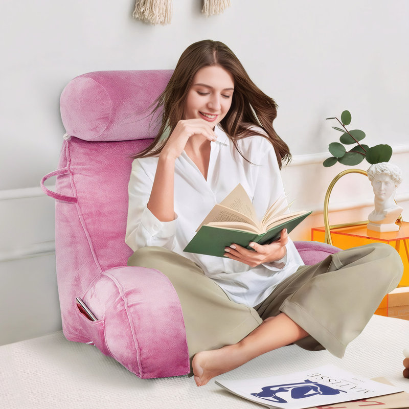 Velvet Backrest Pillow, Pink