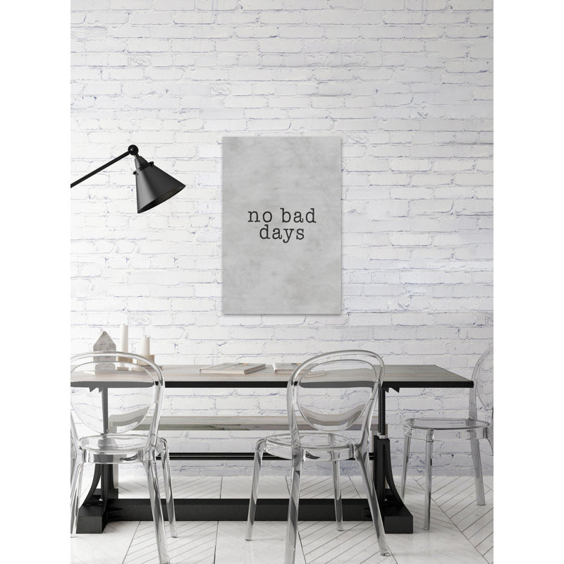 No Bad Days - Reproduction d'art textuel sur toile, H 60 po x l 40po x P 1,5 po