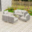 Ensemble de canapé modulaire d'extérieur 7 pièces, ensemble de conversation modulaire en osier avec table basse et coussins en verre trempé-680045273