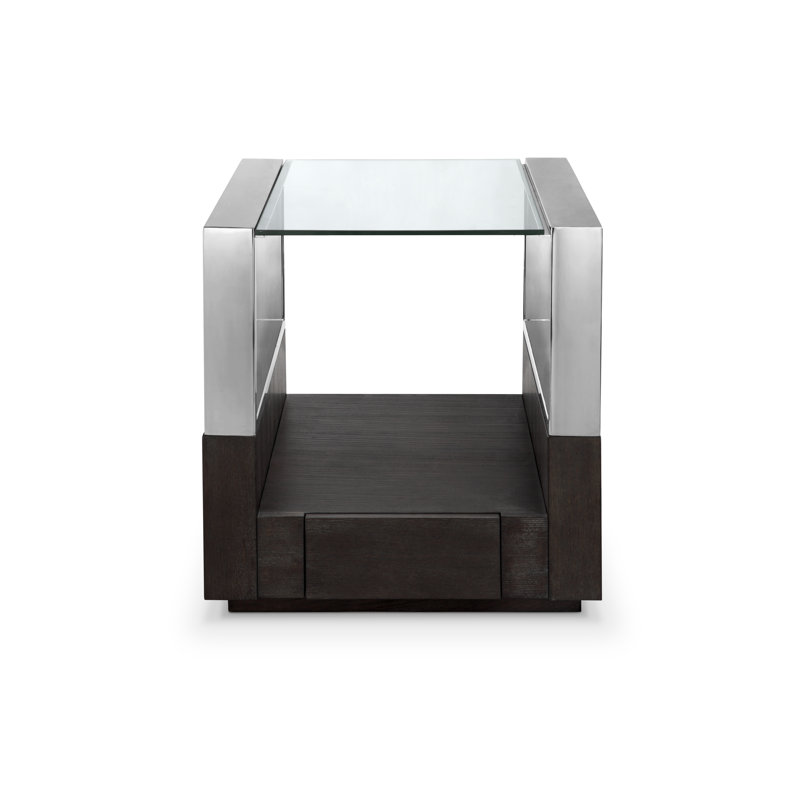 Ahlers Glass Top End Table with Storage