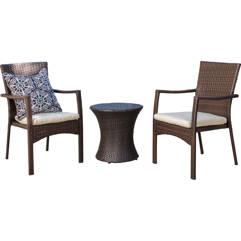 Charleston 3-Piece Brown Wicker Outdoor Stacking Chair Set