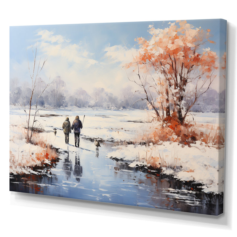 Winter Landscape Frozen Pond II, reproduction d'art sur toile, H 12 po x l 20 po x P 1 po, Toile tendue