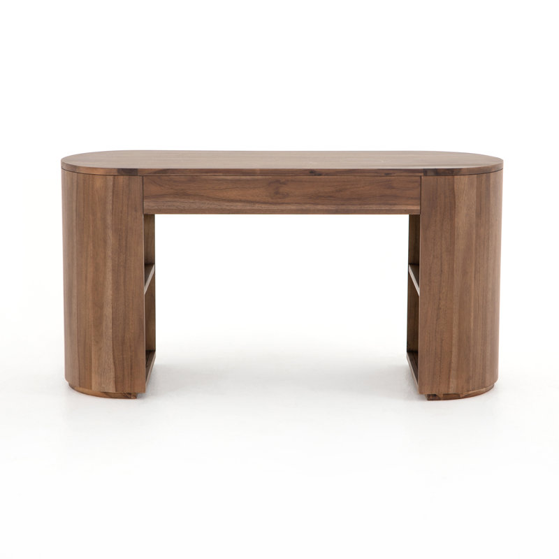 Pilar Solid Wood Writing Desk, Caramel Brown