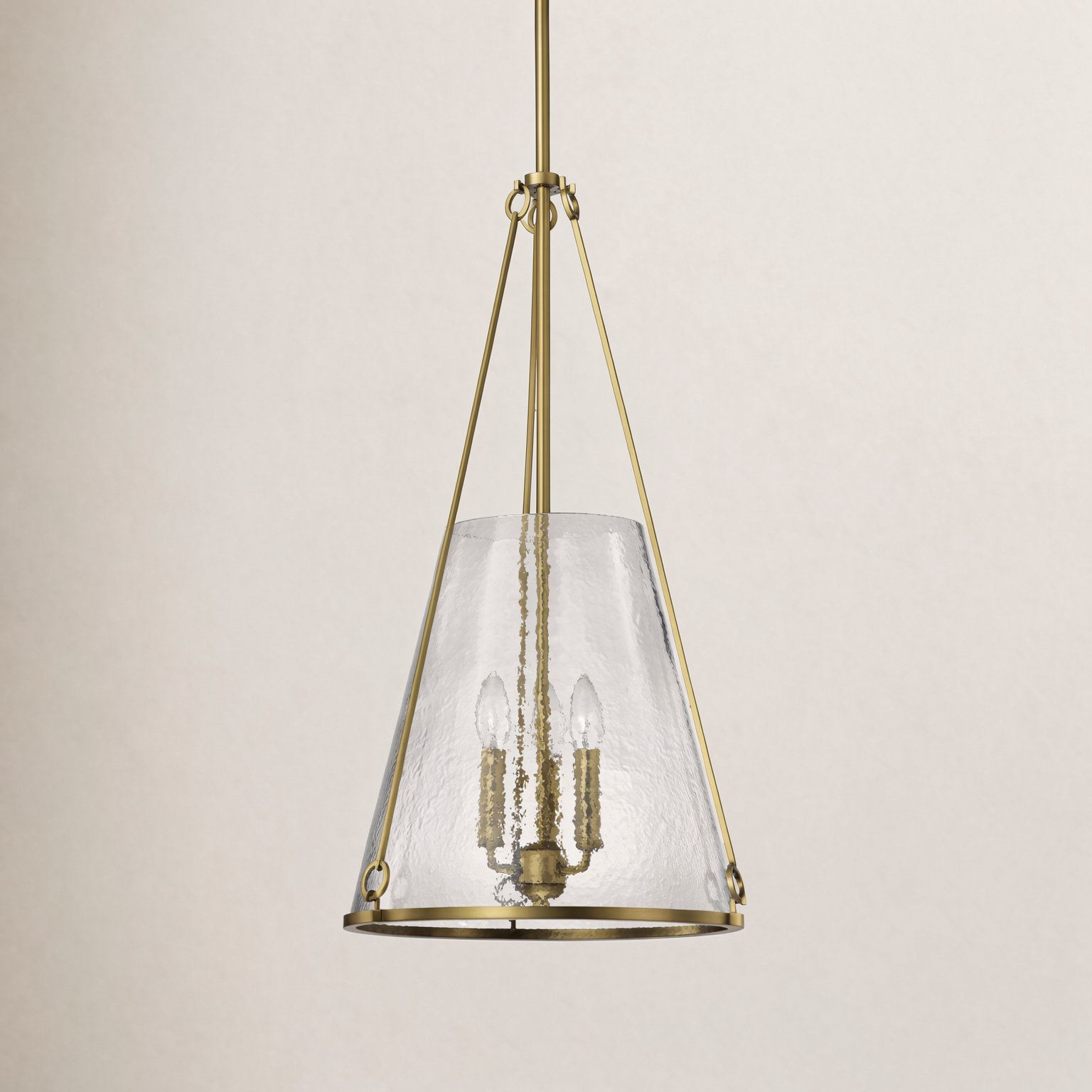 Anita Pendant Light, Vintage Brass, 29.25" H x 16" W x 16" D