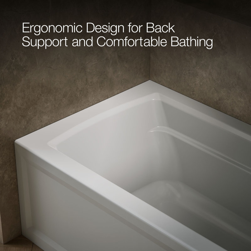 Archer 60" x 32" Alcove/Tile Soaking Bathtub, Ice Gray, Right