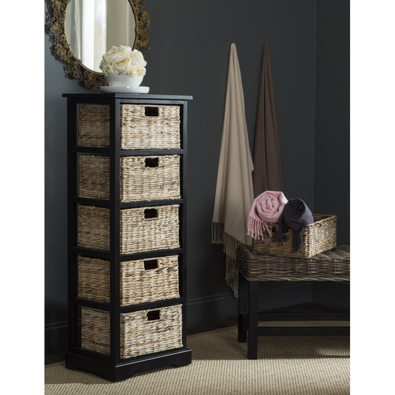 Chamaeleon Solid Wood 43.9cm W 5 - Drawer Chest of Drawers, Distressed Black
