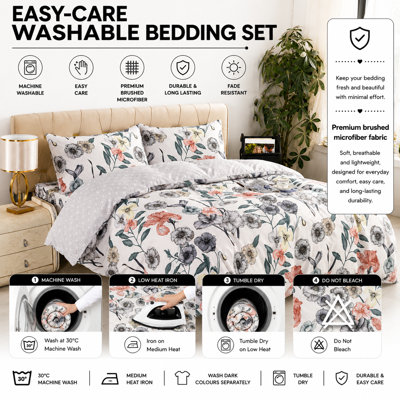 Bliss Complete Bedding Set Floral Pink Duvet Cover Fitted Sheet With Matching Pillow Case