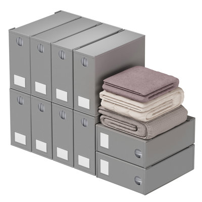 10 Pack Bed Sheet Organizers and Storage, Foldable Linen Closet Organizer with Window for Queen and King Size Bedding