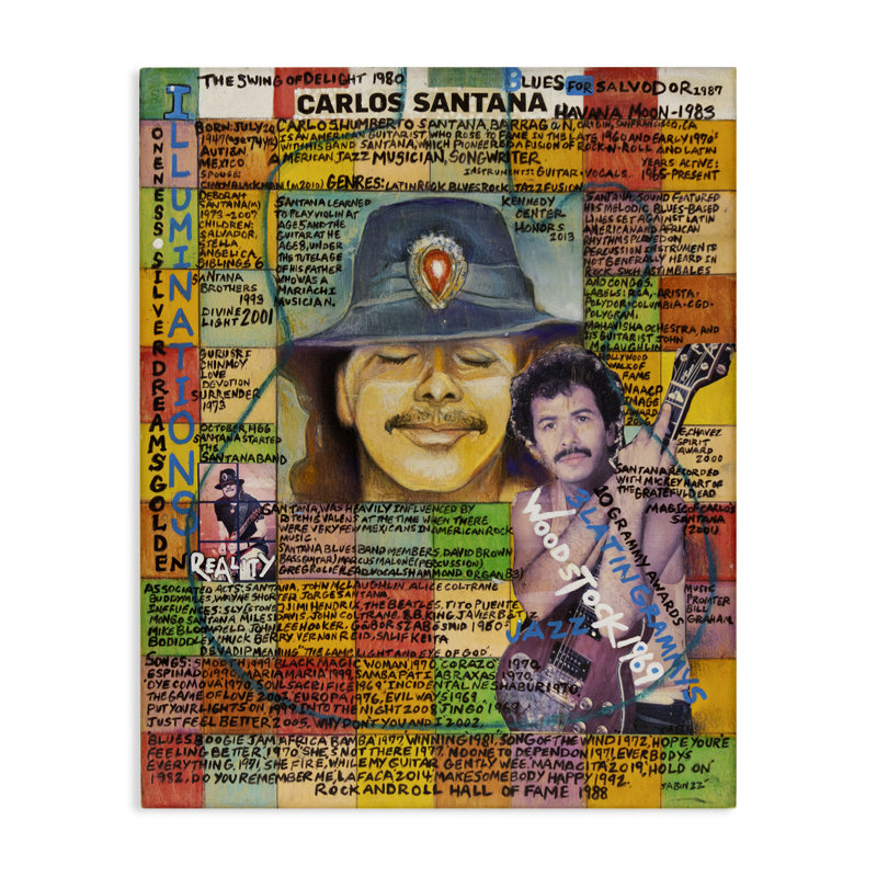 «Carlos Santana Collage» par Sabin, H 20 po x l 16 po