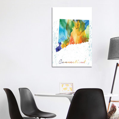 Connecticut State Colourful - Wrapped Canvas Painting