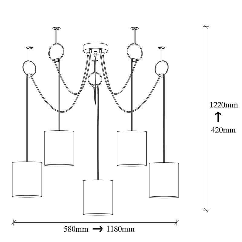 Luminaire suspendu tambour 5 lumières Shayaan