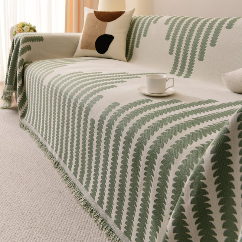 Housse pour canapé en chenille, Chenille verte, L 102 po x P 71 po