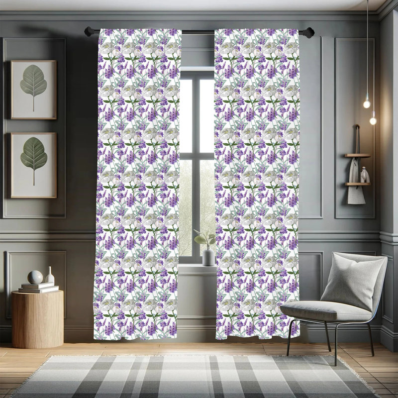 Botanical Semi-Sheer Rod Pocket Sliding Panels, 28" x 63"