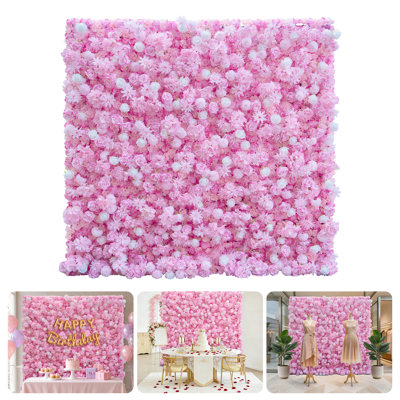 Mur de fleurs enroulable de 2,4 m x 2,4 m - Panneaux floraux artificiels roses et blancs, hortensias, fermeture éclair, réutilisable, pour mariage, enterrement de vie de jeune fille, fête prénatale, anniversaire, photomaton, décoration intérieure, décoration événementielle.