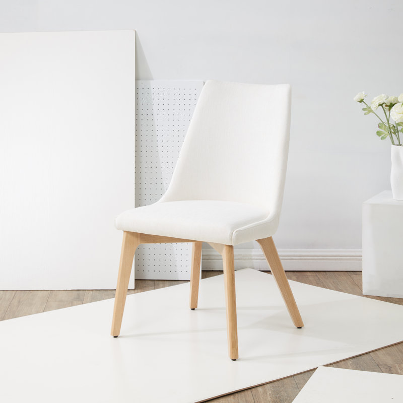 Chaise d'appoint Emestina, Structure naturelle / coussin ivoire