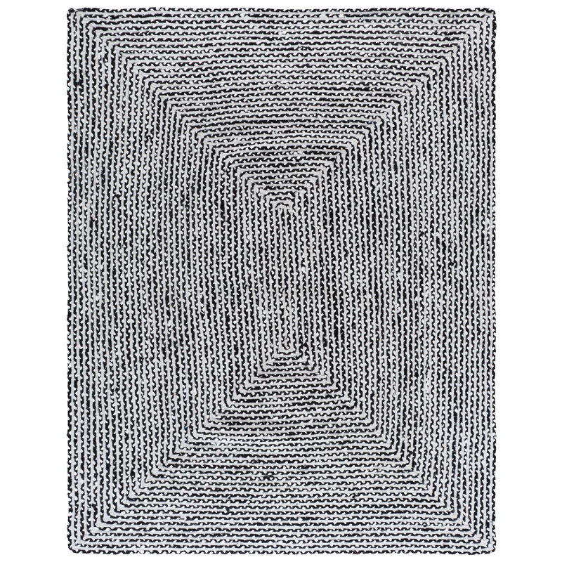 Tapis tressé 260 en noir / ivoire, Rectangle 8 pi x 10 pi