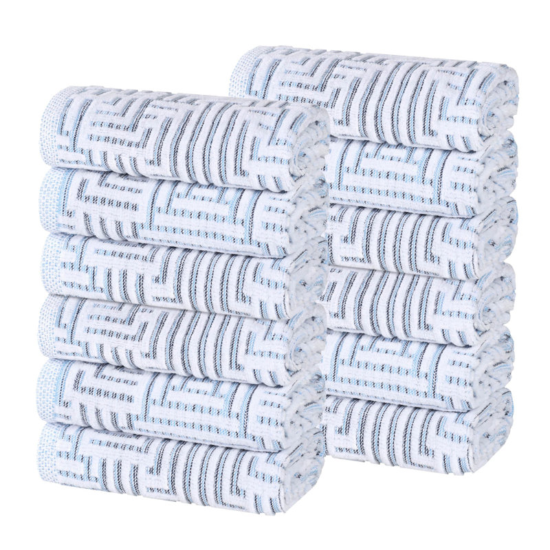 Darnette 100% Cotton Midweight Jacquard Washcloth, Blue