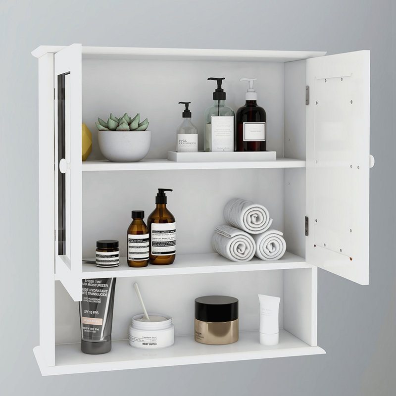 21.65'' W 22.83'' H Surface Framed Medicine Cabinet Mirror Adjustable