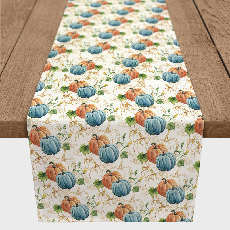 Chemin de table bleu orange, L 90 po x l 16 po