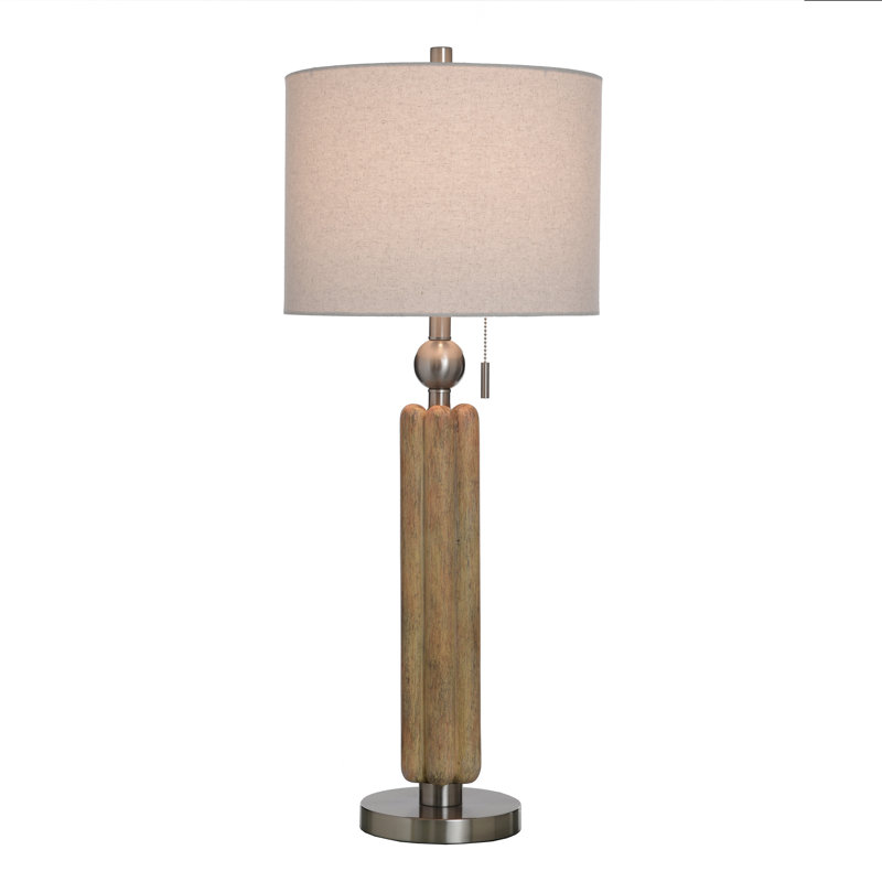 Lampe de table Luke - Argent Chadron - Abat-jour beige, Argent Chadron