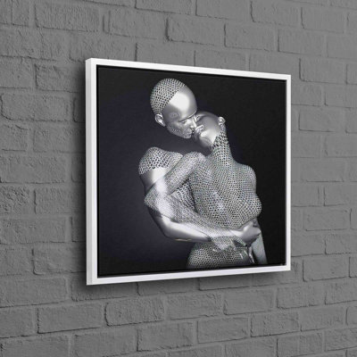 Art mural argenté sur toile de coton à effet 3D argenté, idéal pour créer une atmosphère romantique parfaite comme cadeau de la Saint-Valentin