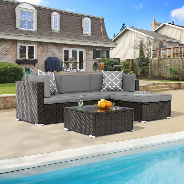 Brookwood 5 Pieces Rattan Sectional Seating Group with Cushions(incomplete box A) 