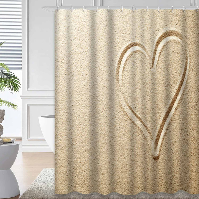 Rideau de douche avec 12 crochets Heart Coast, L 72 po x l 84 po