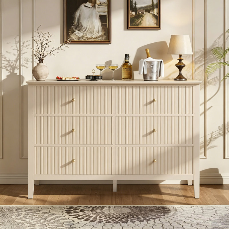 Commode double à 6 tiroirs Modern, Beige