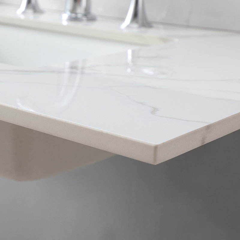 Plateau de meuble-lavabo simple 37 po blanc avec lavabo