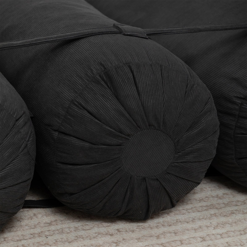 Adjustable Floor Sofa, Black Corduroy