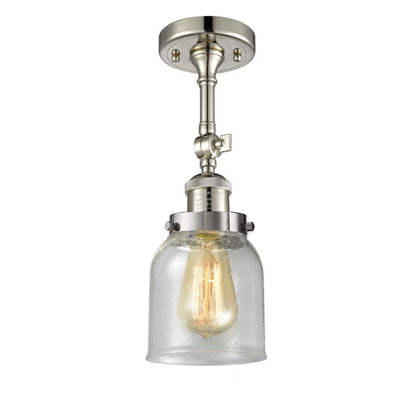 Norberto Glass Semi Flush Mount, Polished Nickel