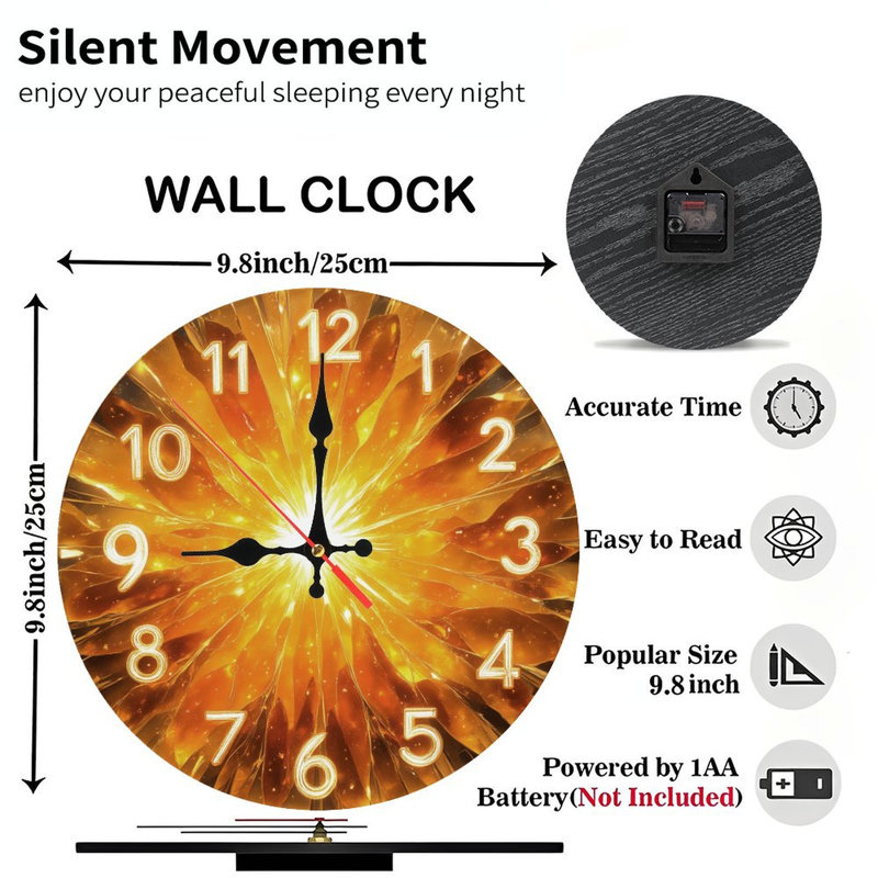 Horloge avec lumière dorée radiale