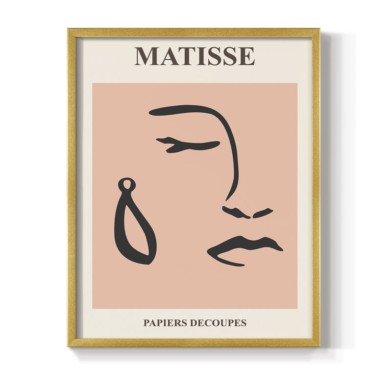 Matisse Cxxxviii, reproduction encadrée - bois massif, Or, H 20 po x l 16 po