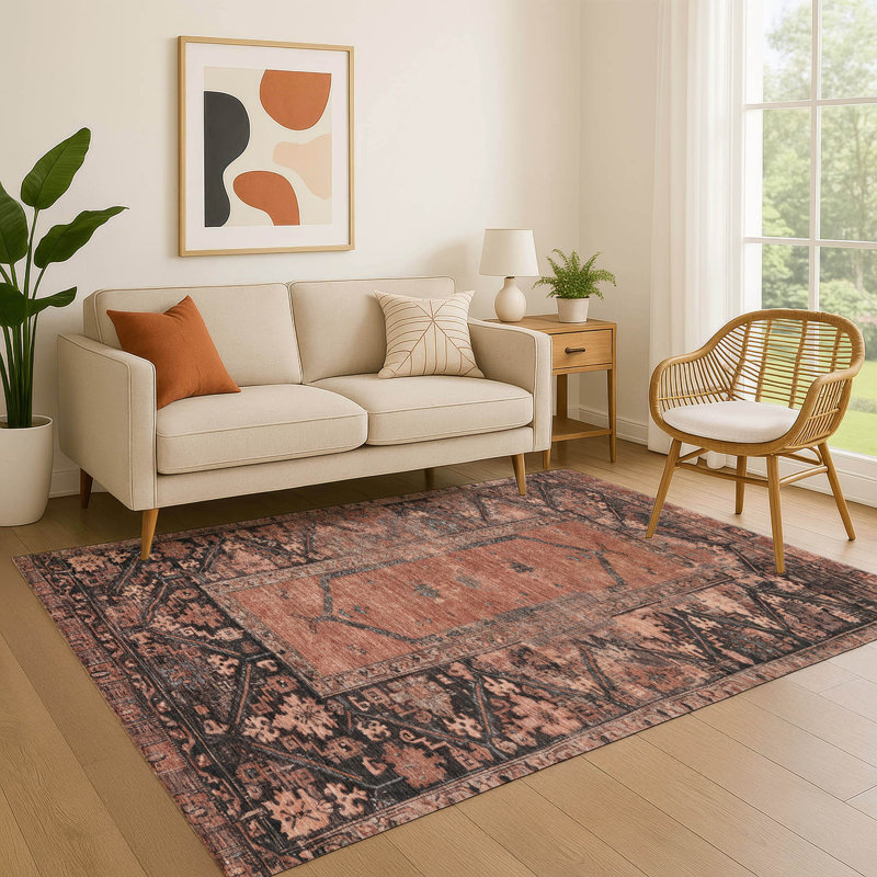 Premium Machine Washable Lubbers AMF1727 Global Rug, Rectangle 5' x 7'6"