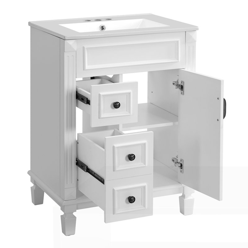 Meuble-lavabo 24 po avec lavabo en céramique, Blanc