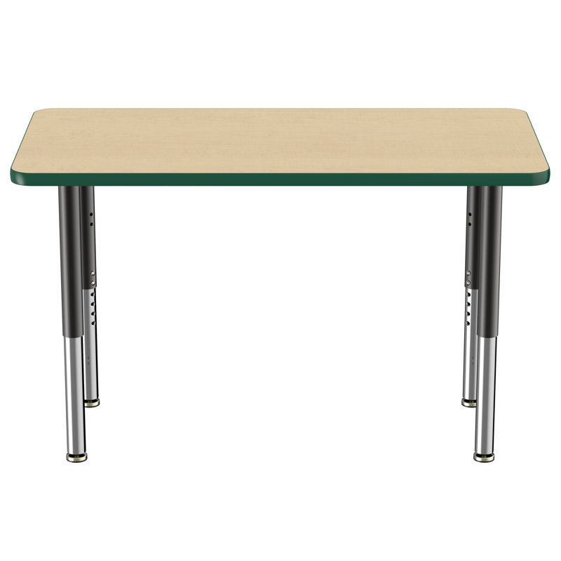 Table d'activité rectangulaire à hauteur réglable en forme de T, 24 po x 48 po, Chêne / marine, Super