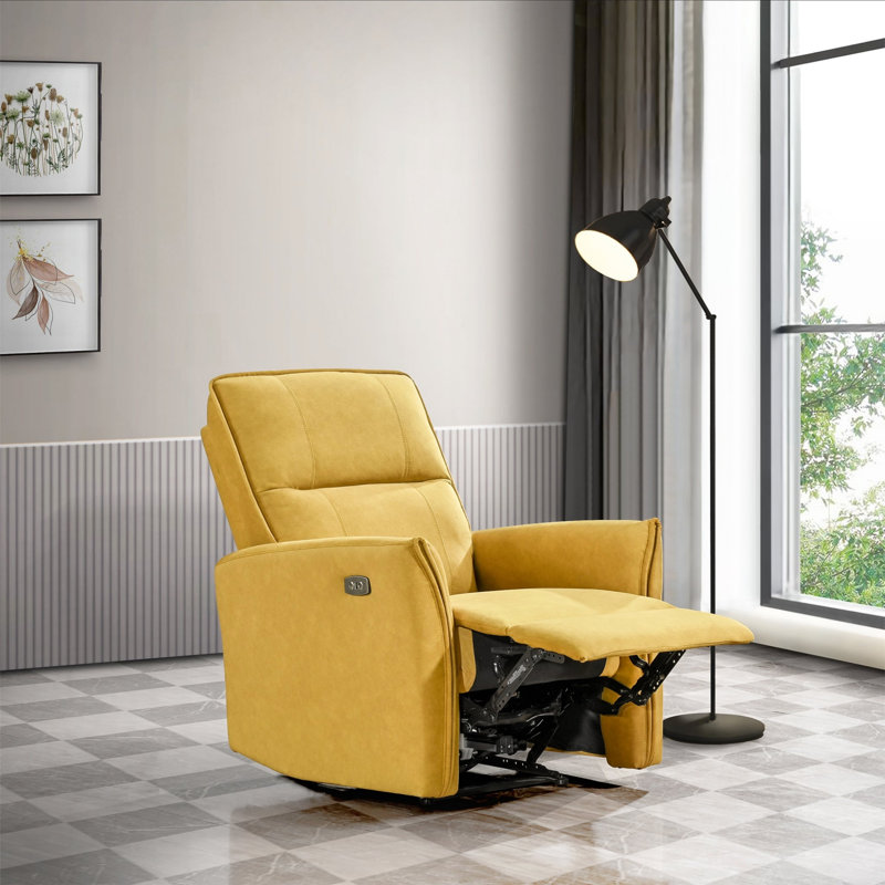Fauteuil inclinable moderne, fauteuil inclinable en suède, Jaune foncé