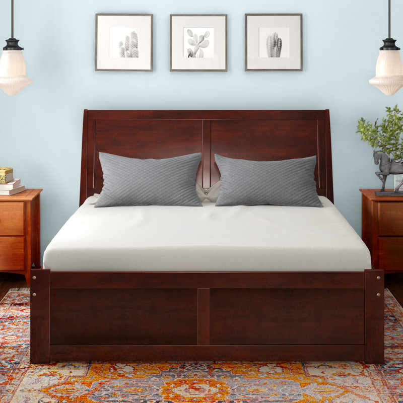 Yailynn Solid Wood Sleigh Storage Bed, Queen, Walnut