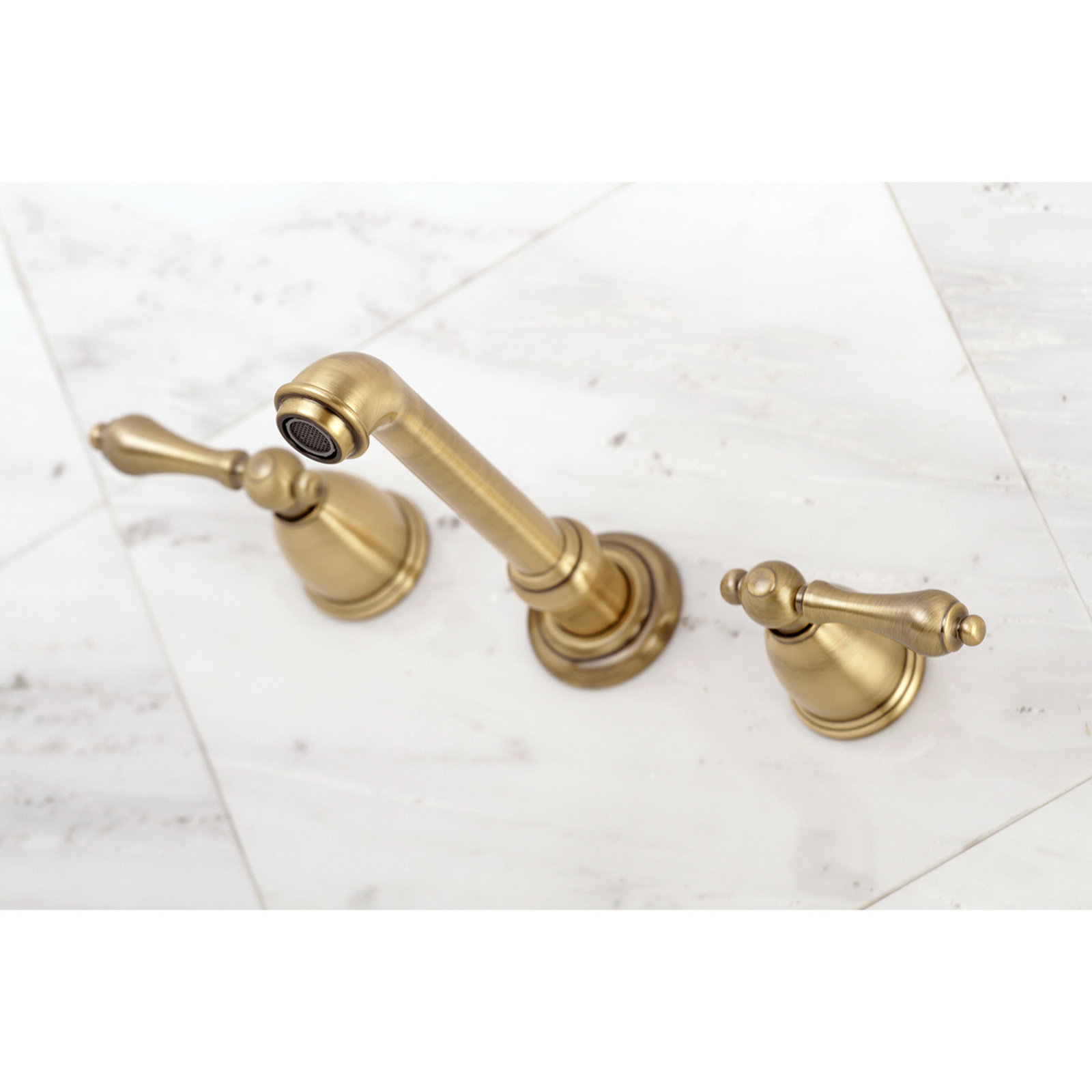 English Country Wall-Mounted Roman Tub Faucet, Vintage Brass