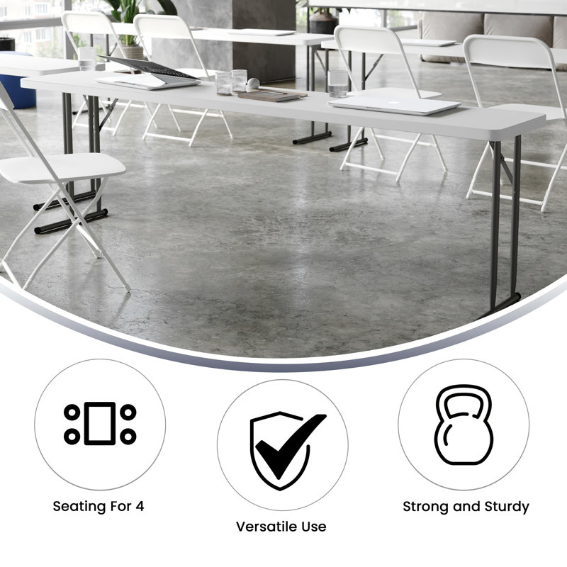 Powder Coated Gray Metal Rectangular Folding Table