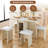 Drop Leaf Dining Table,Folding Dining Table With 6 Wheels And Four Leather Stools,Space Saving Dining Table And Chairs For Dining Room, Kitchen-1903155462-1903155456-1903155459
